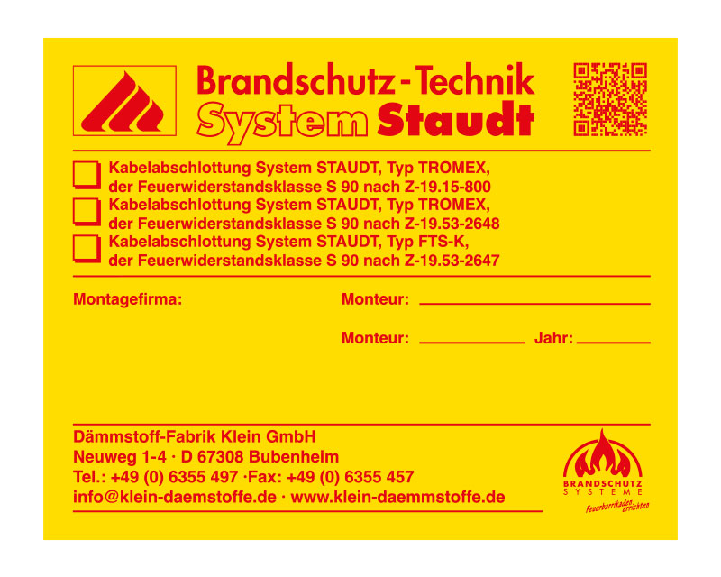 Kennzeichnungsschild für TROMEX